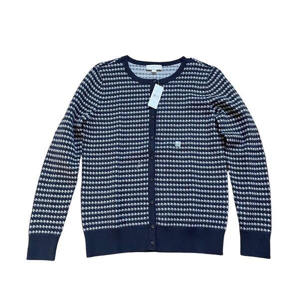 NWT LOFT Herringbone Cardigan Sweater Preppy Academia Capsule Closet S - Picture 1 of 7